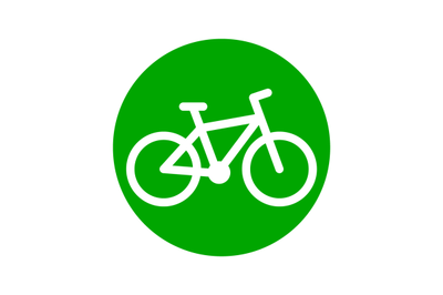 Eco reusable transport sign , green bicycle symbol