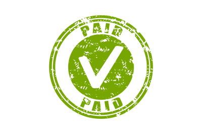 Paid approved rubber stamp and check payment