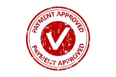 Payment approved rubber seal stamp, texture print