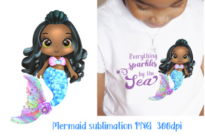 Mermaid Sublimation PNG Little Princess sublimation for kids