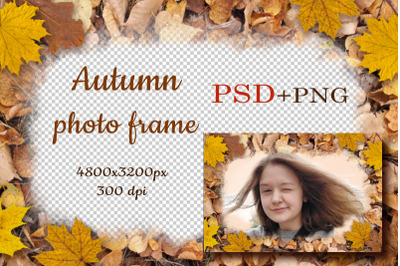 Horizontal Photo Frame Autumn Leaves/Digital Clipart