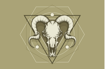 Goat Skull and Sacred Geometry Element Esoteric Illustration
