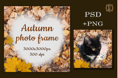Photo frame in the form of a heart/Autumn/Digital Clipart