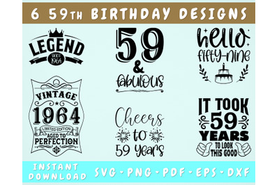 59th Birthday SVG Bundle&2C; 6 Designs&2C; 59th Birthday Shirt SVG