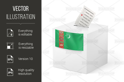 Ballot box with votng paper. Turkmenistan