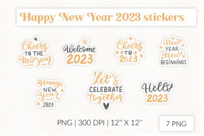 New year 2023 stickers. Happy New year wishes stickers