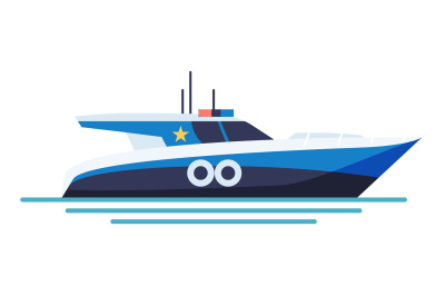 Speed boat icon. Nautical patrol ship Water police