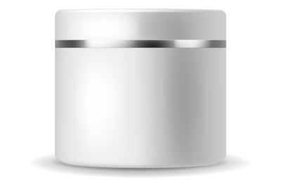 Round plastic jar mockup. Realistic blank container