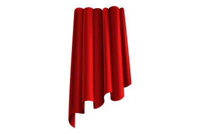 Red drapery. Realistic luxury velvet fabric folding