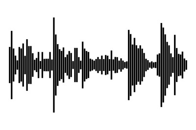 Sound wave. Voice vibration record isolated element, black music track