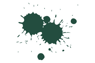 Color ink spot. Dark green paint splatter, grange texture isolated on