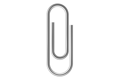 Pin paper clip. Realistic metal glossy fastener, document sheets paper