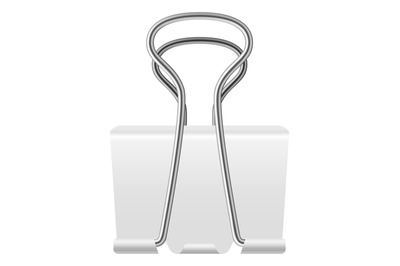 Pin paper clip. Realistic white steel binder. Stationery for documents