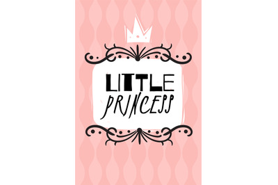 Little Princess card. Girls party invitation and greeting&2C; pastel pink