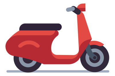 Motorcycle. Red delivery scooter, classic vehicle road racing, speed e