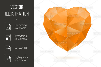 Orange polygon heart