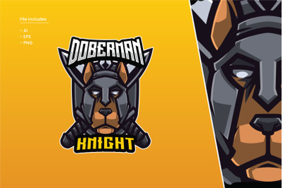 Doberman Knight Logo Template