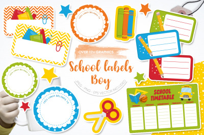 School Labels Boy