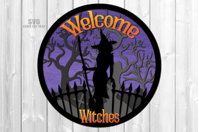 Welcome Witches SVG Laser Cut Files | Halloween Sign SVG