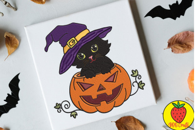 Black Cat And Pumpkin Embroidery