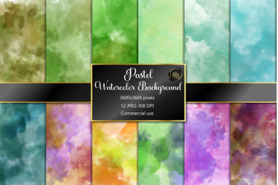 Pastel Watercolor Digital Paper Free Commercial Use | 12 JPG