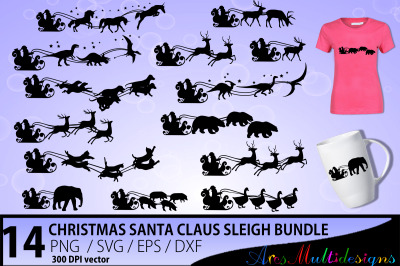 Christmas santa claus sleigh bundle