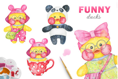 4 kawaii duck soft toys in PNG