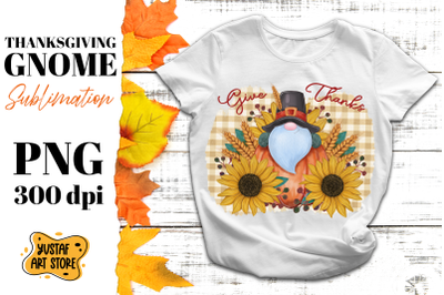 Give Thanks. Thanksgiving Gnome sublimation design