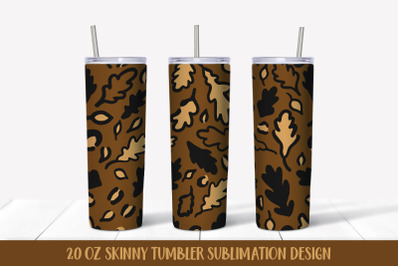 Autumn Oak Leaves Leopard Tumbler Wrap Sublimation