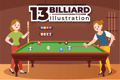 13 Billiards Game Illustration