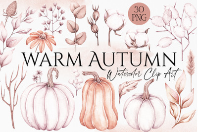 Watercolor Clip Art &quot;Warm Autumn&quot;