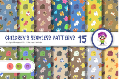 Cute Baby Seamless Patterns 15. Digital Paper