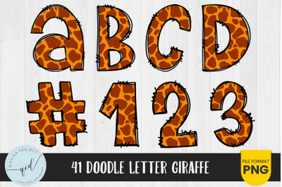 Giraffe Doodle Letters and Numbers | 41 Characters