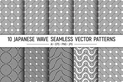 Round wavy lines seamless patterns