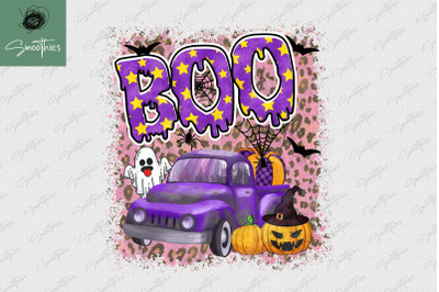 Boo Truck Pumpkin Ghost Halloween