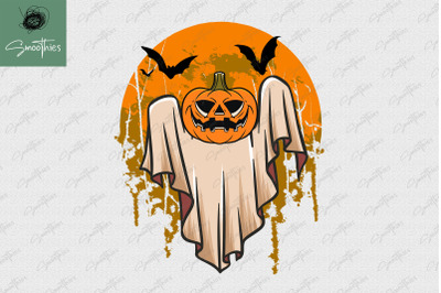 Cute Boo Ghost With Pumpkin Halloween