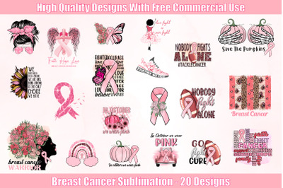 Breast Cancer Warrior Sublimation Bundle, Breast Cancer Png