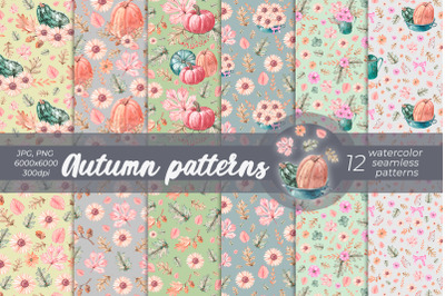 Watercolor Autumn patterns Watercolor Patterns PNG, JPG