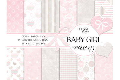 Baby Girl Nursery Digital Paper Pack