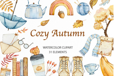 Watercolor Cozy Autumn clipart