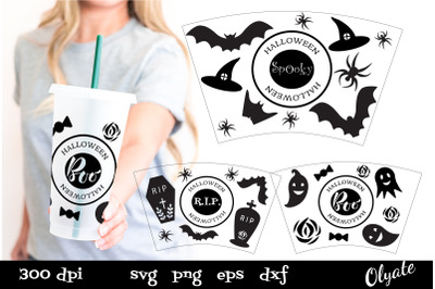 24 OZ Cold Cup Wrap SVG. Halloween 24 OZ Cup. 24 OZ Tumbler