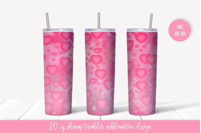 Pink Hearts tumbler sublimation wrap