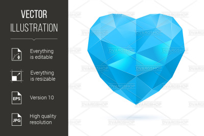 Blue polygon heart