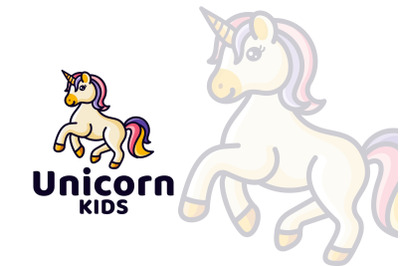 Unicorn Kids Cute Logo Template