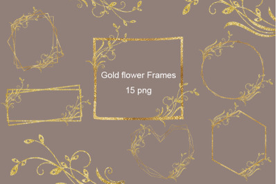 Gold Frame, Flower, Ornament, Wedding, sublimation, 15 PNG
