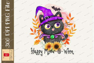 Happy Meow O Ween Witch Cat Halloween