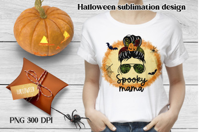 Halloween messy bun sublimation | Spooky mama