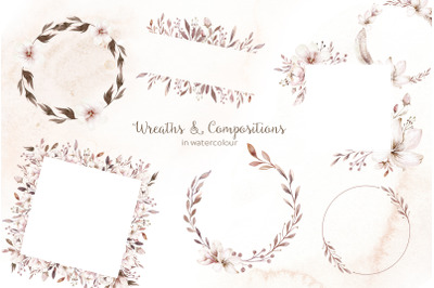 Watercolor Blossom Frames Borders PNG Floral Clipart