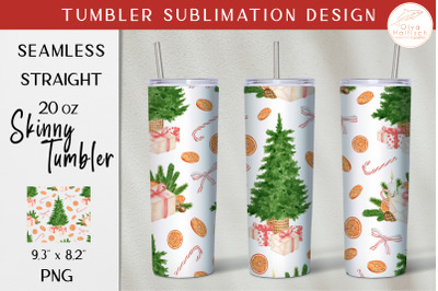 Christmas Tree Tumbler Sublimation. Watercolor Tumbler Wrap PNG
