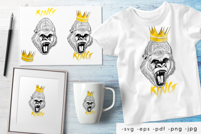 Portrait of the Gorilla King. Design for print